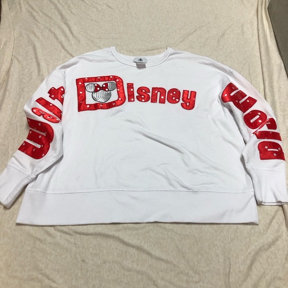 Disney Tops - Walt Disney World Minnie Mouse Classic Polka Dot Red and White Crop Sweatshirt